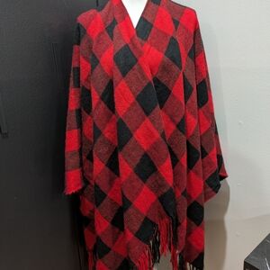 Red and Black Plaid Women's Wrap
